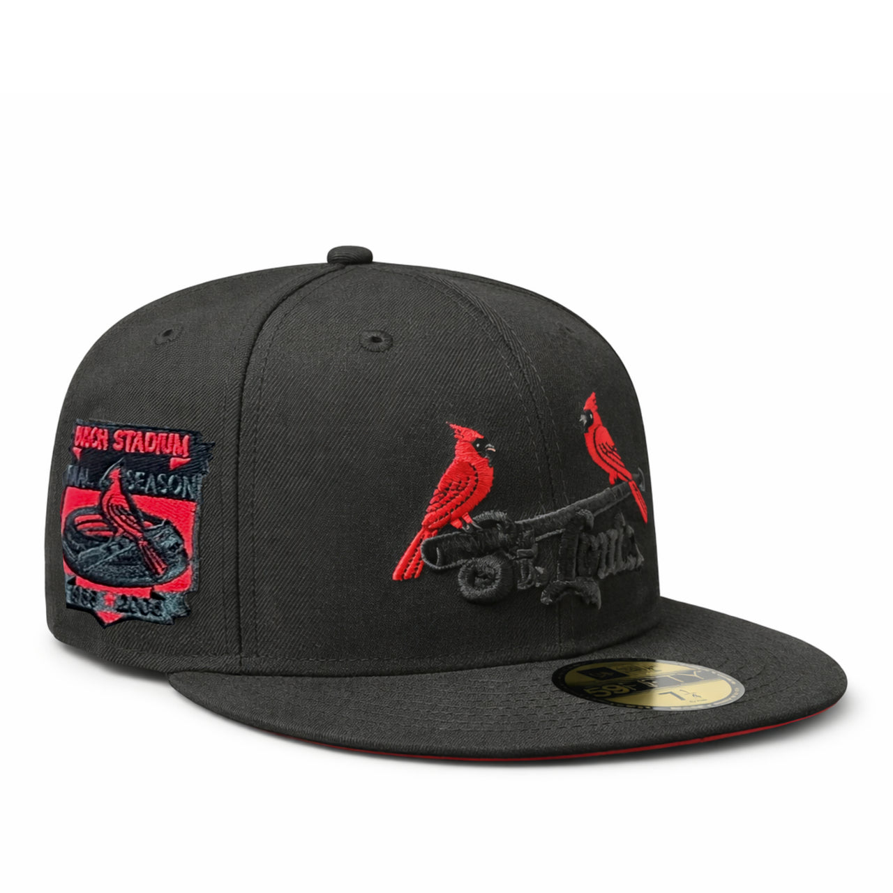 New Era St. Louis Cardinals Busch Stadium Final Season Cooperstown Wool 59FIFTY Fitted Hat Black Red