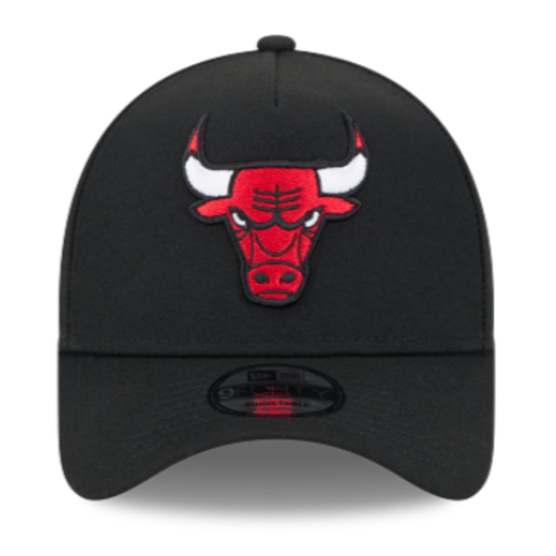 Front of New Era Chicago Bulls Black 9FORTY A-Frame Snapback Hat