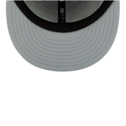 New Era Texas Rangers Black White 59FIFTY Fitted Hat gray under visor view