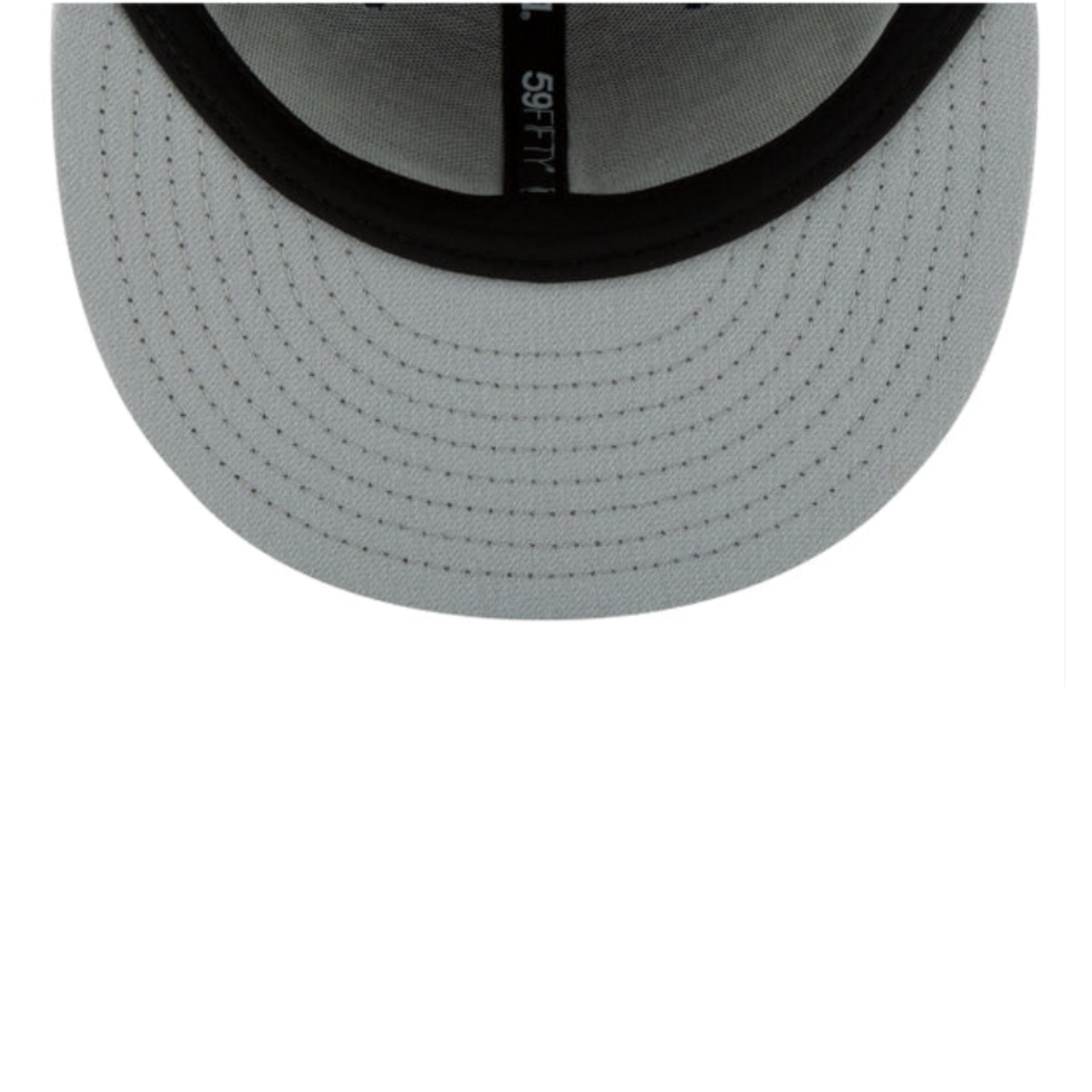 New Era Texas Rangers Black White 59FIFTY Fitted Hat gray under visor view