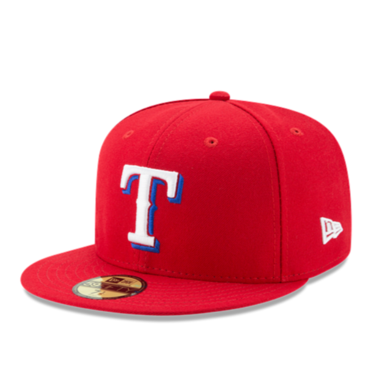 New Era Texas Rangers Red White 59FIFTY Fitted Hat front angle view