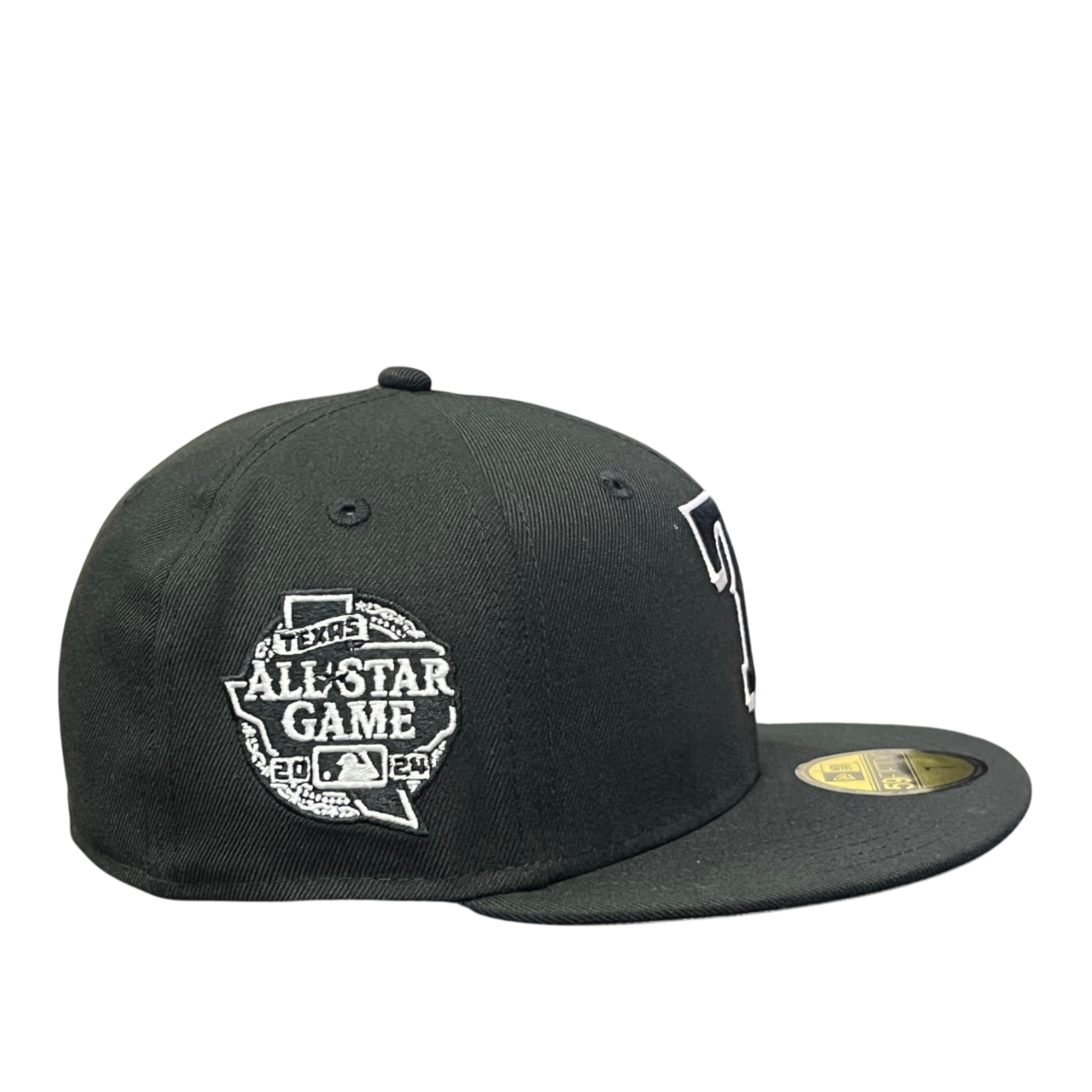 side of Texas Rangers ASG 2024 Black White 59FIFTY Fitted Hat