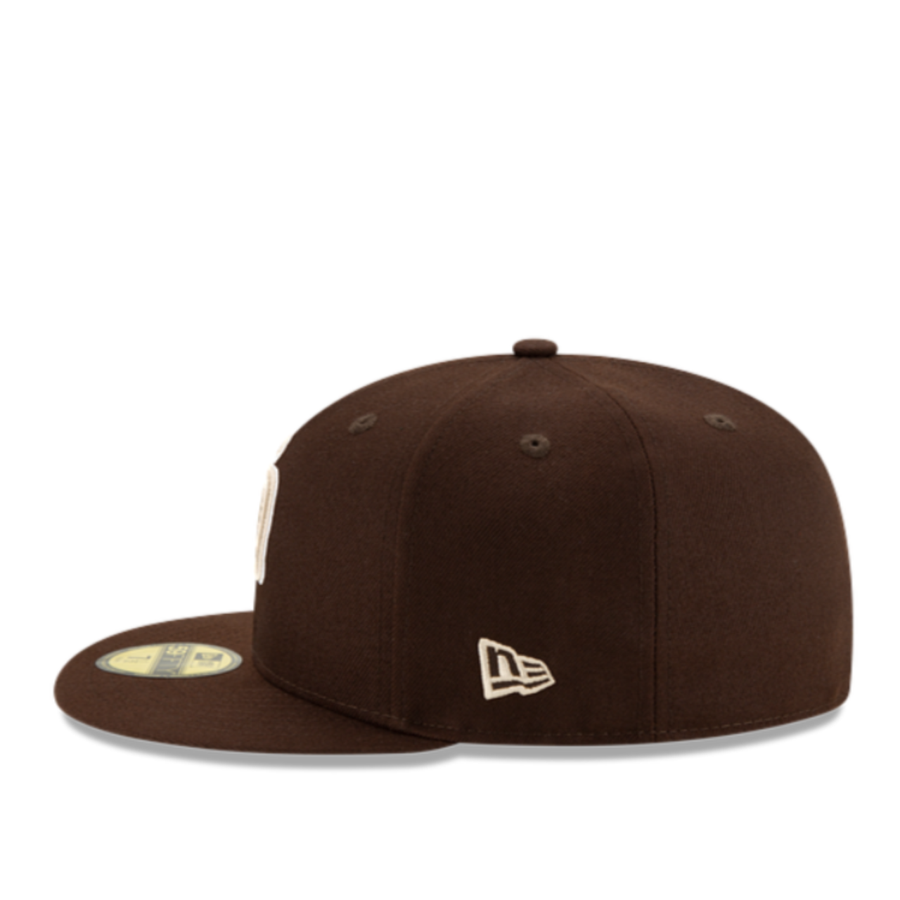 Side View of New Era San Diego Padres SD Brown Beige On-Field 59FIFTY Fitted Hat