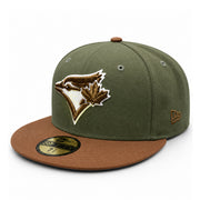 New Era Toronto Blue Jays Olive Brown 59Fifty Fitted Hat front angle view
