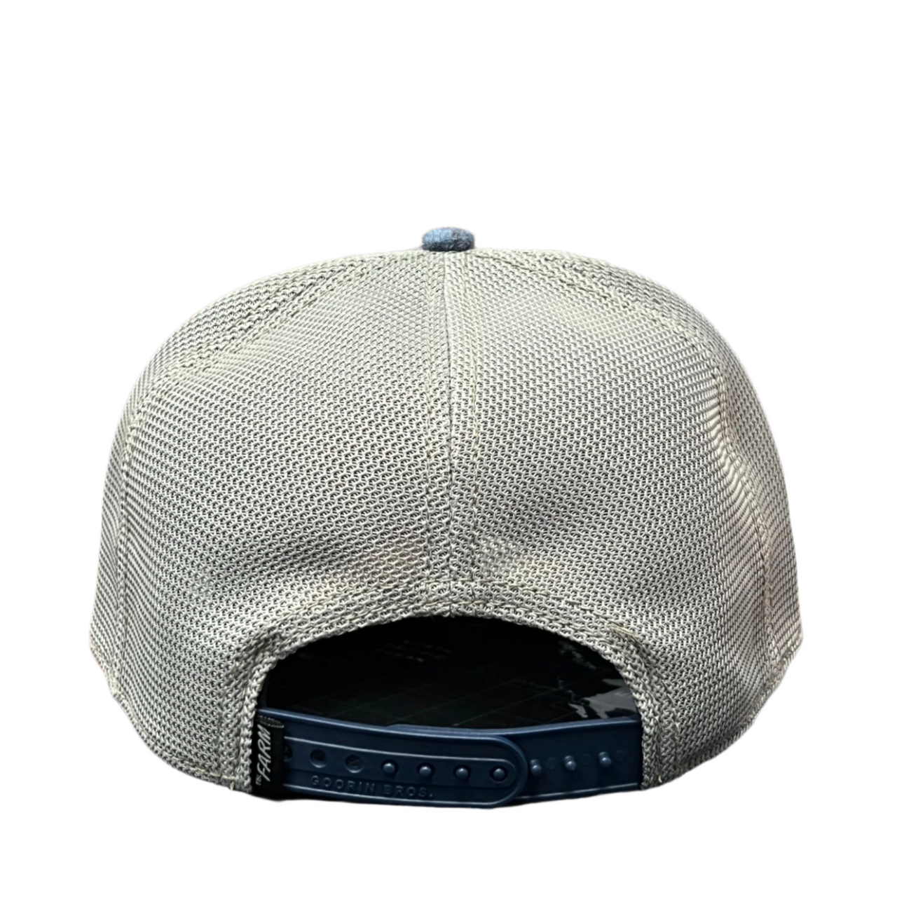 back side of tough rhino trucker snapback hat goorin bros