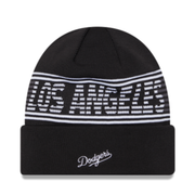 Back of New Era Los Angeles Dodgers City Connect Black Cuff Knit Beanie