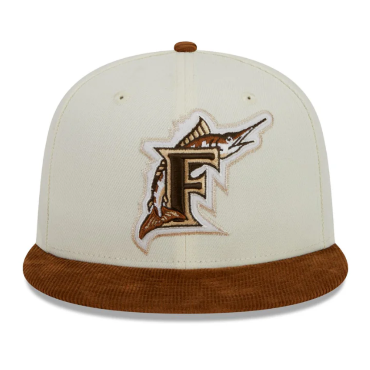 Cream Florida Marlins Corduroy Visor New Era Fitted Hat