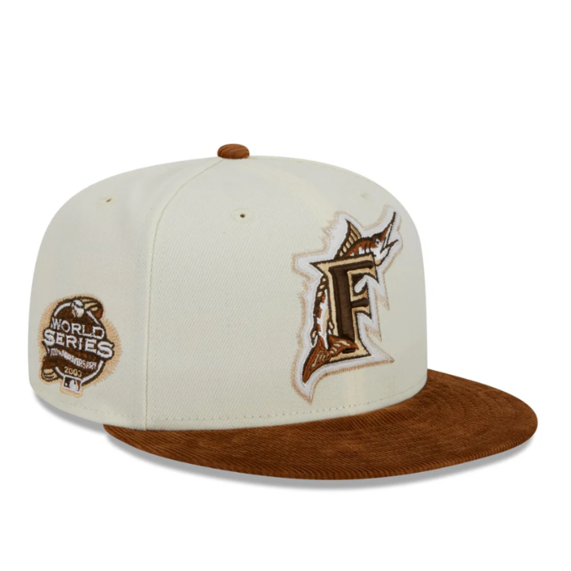 Cream Florida Marlins Corduroy Visor New Era Fitted Hat