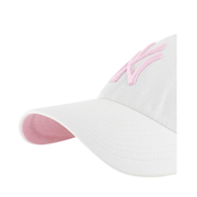 Pink Under Visor of 47 Brand New York Yankees BALLPARK White Pink Clean Up Adjustable Hat
