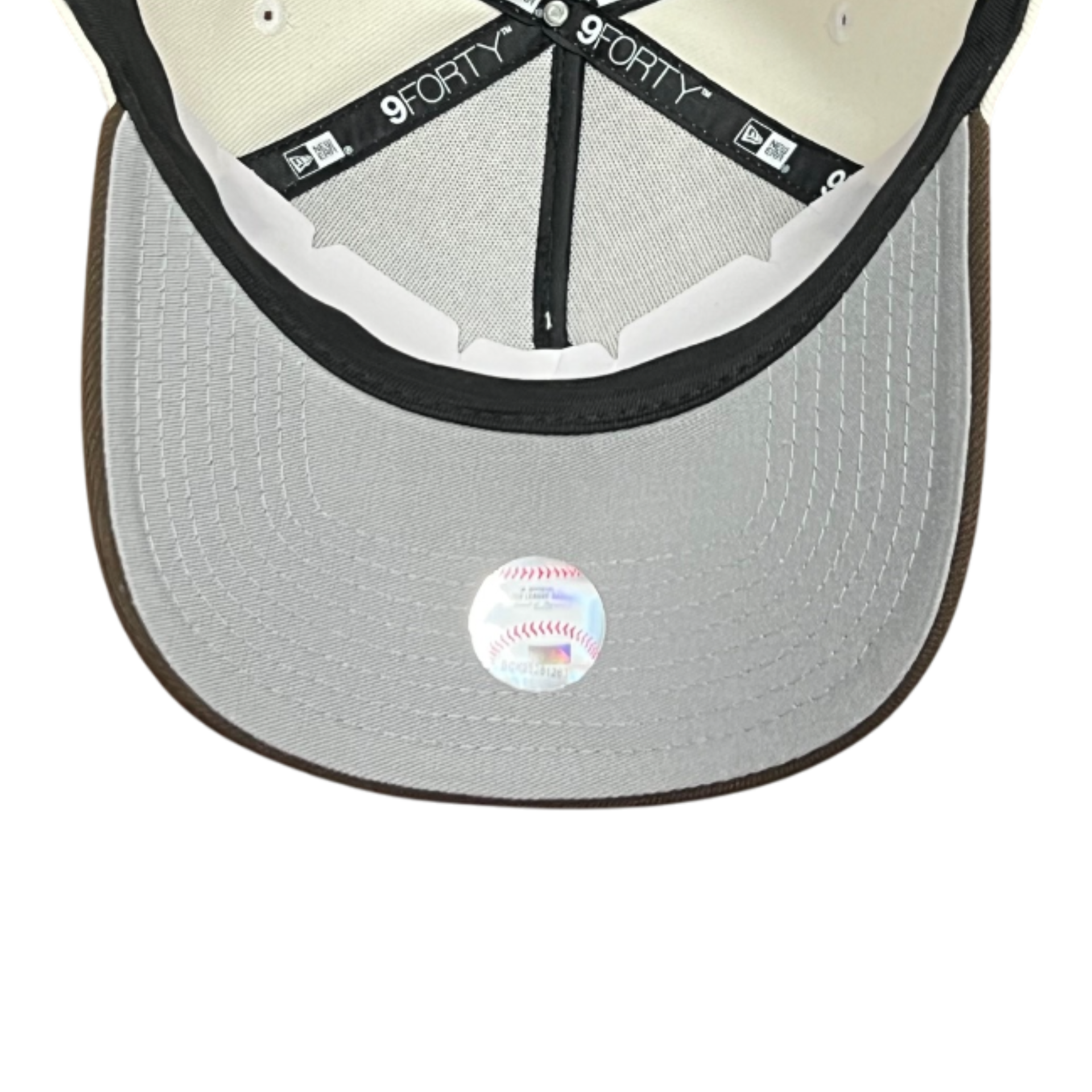 gray bottom of Los Angeles Dodgers Upside Down Chrome Walnut 9FORTY A-Frame Snapback