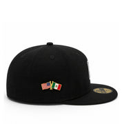 USA & Mexico Crossed Flag Hat Pin on the hat view 