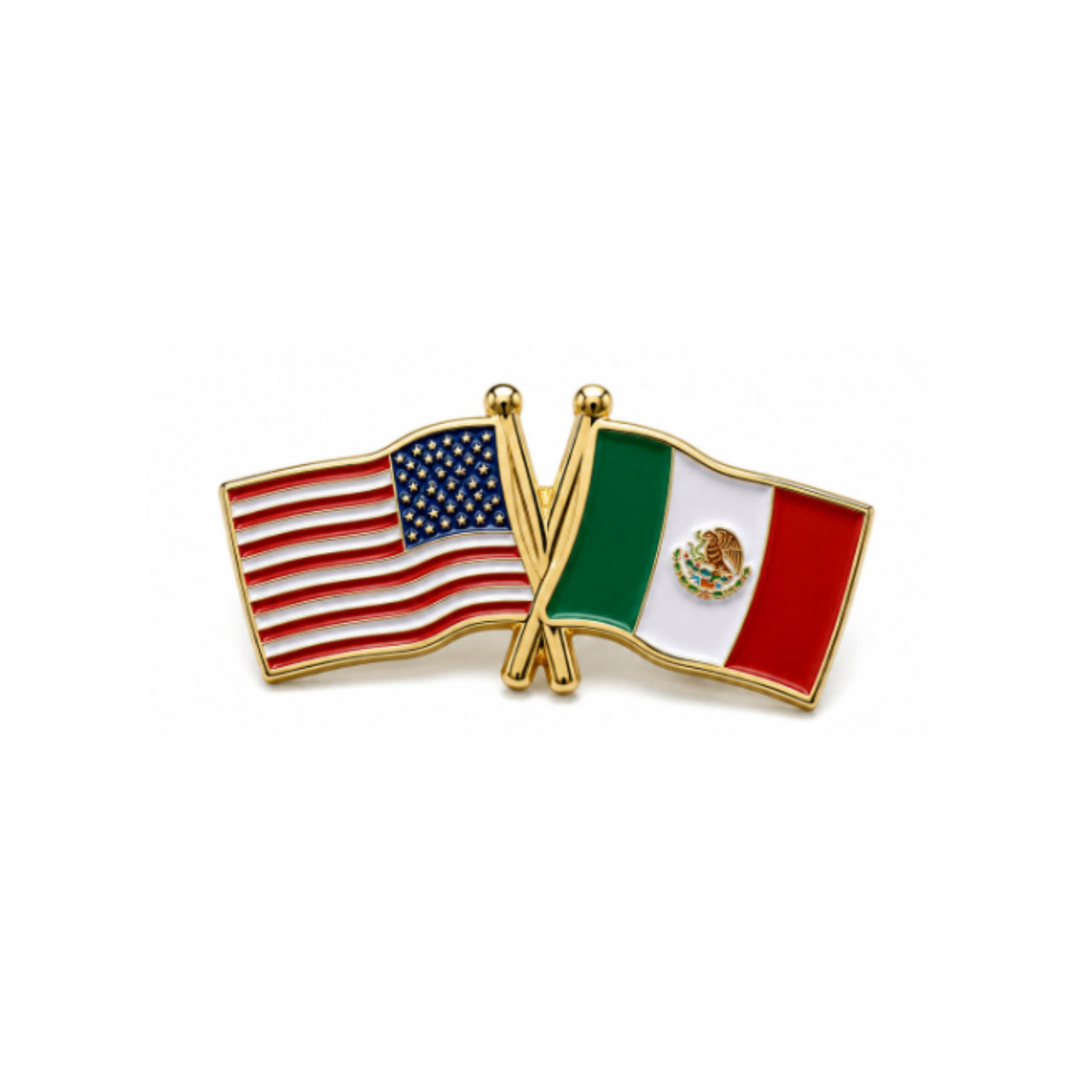 USA & Mexico Crossed Flag Hat Pin front view