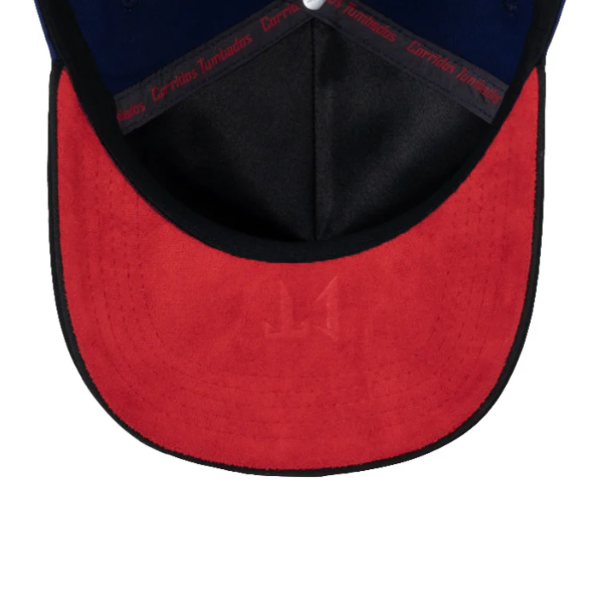 red undervisor of JC Brand Corridos Tumbados CT snapback hat in navy color.