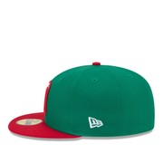 Side View of New Era WBC Mexico Baseball Green Red 2 Tone 59FIFTY Fitted Cap