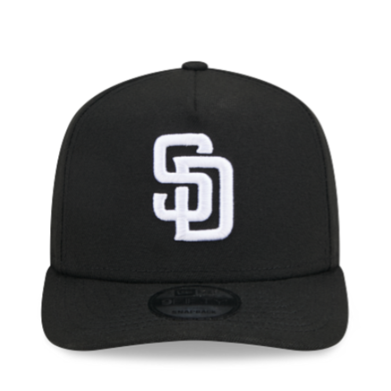 Front of New Era San Diego Padres Black White 9FIFTY A-Frame Snapback Hat