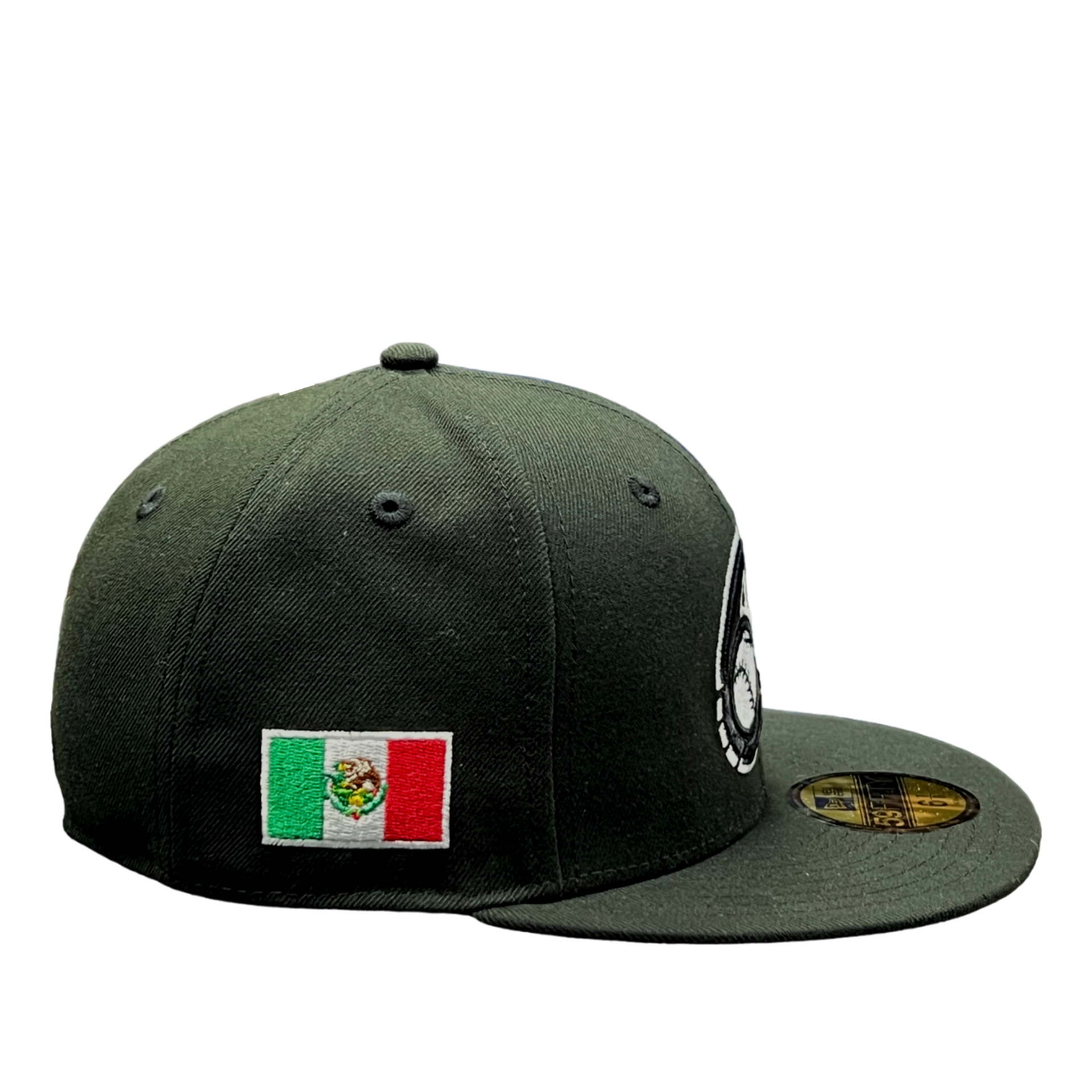 Black Charros De Jalisco New Era Fitted Cap with Mexico Flag on the side