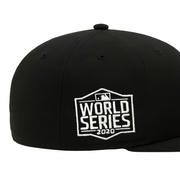 side patch of New Era Los Angeles Dodgers D Logo 2020 World Series Black 59FIFTY Fitted Hat