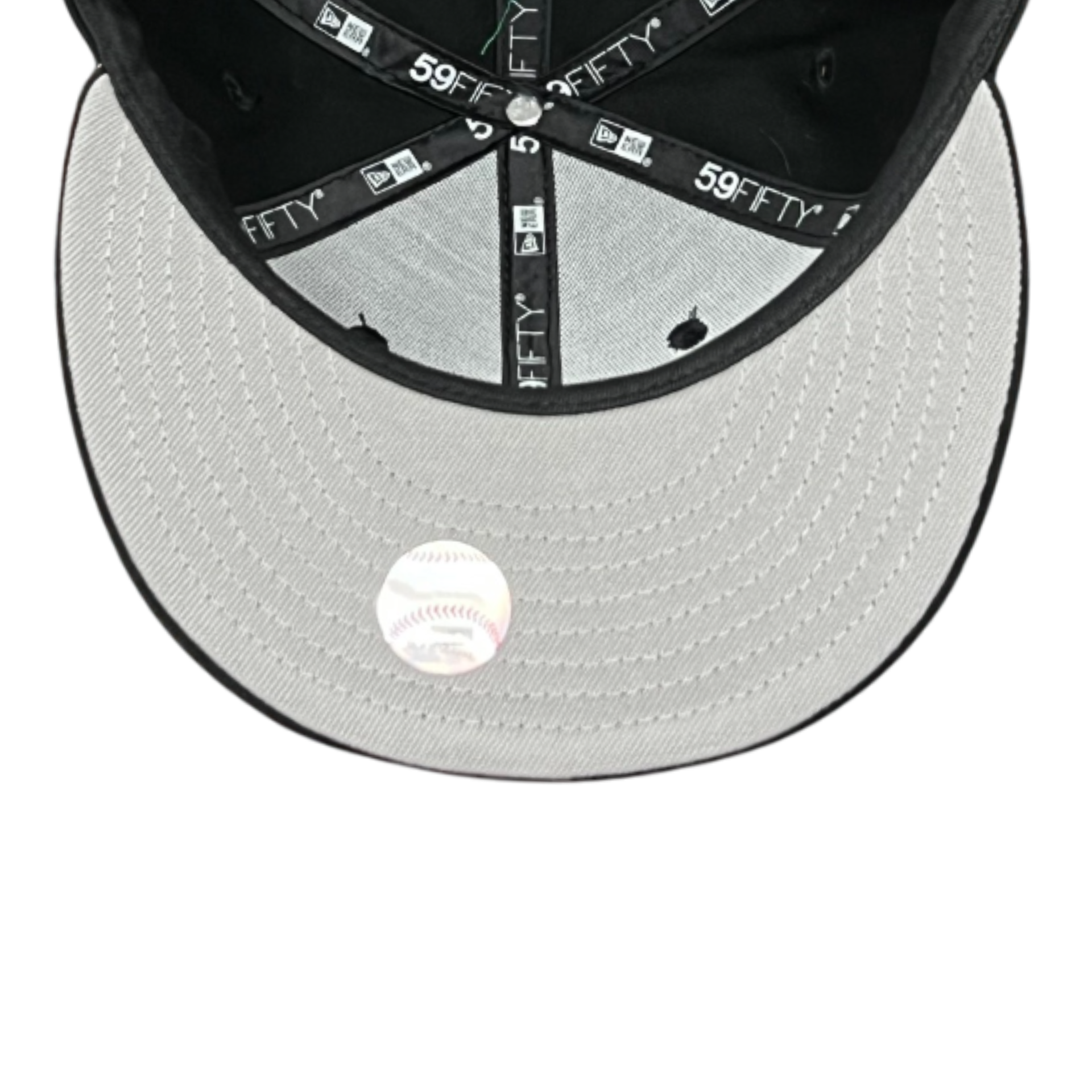 gray bottom of Washington Nationals Black White Outline 59FIFTY Fitted Hat