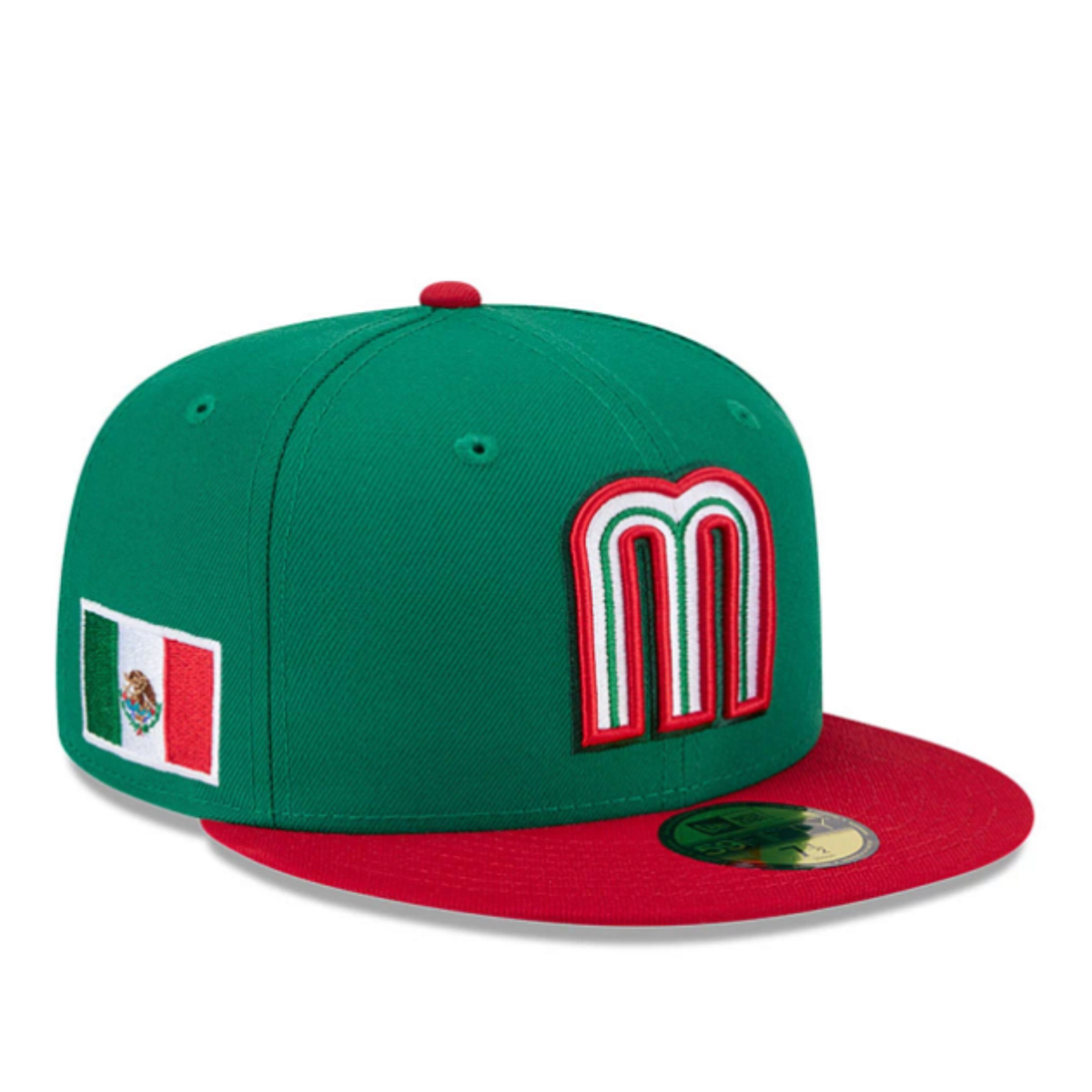 Wbc Rd Cap New Era WBC Mexico Baseball Green Red 2 Tone 59FIFTY Fitted Cap