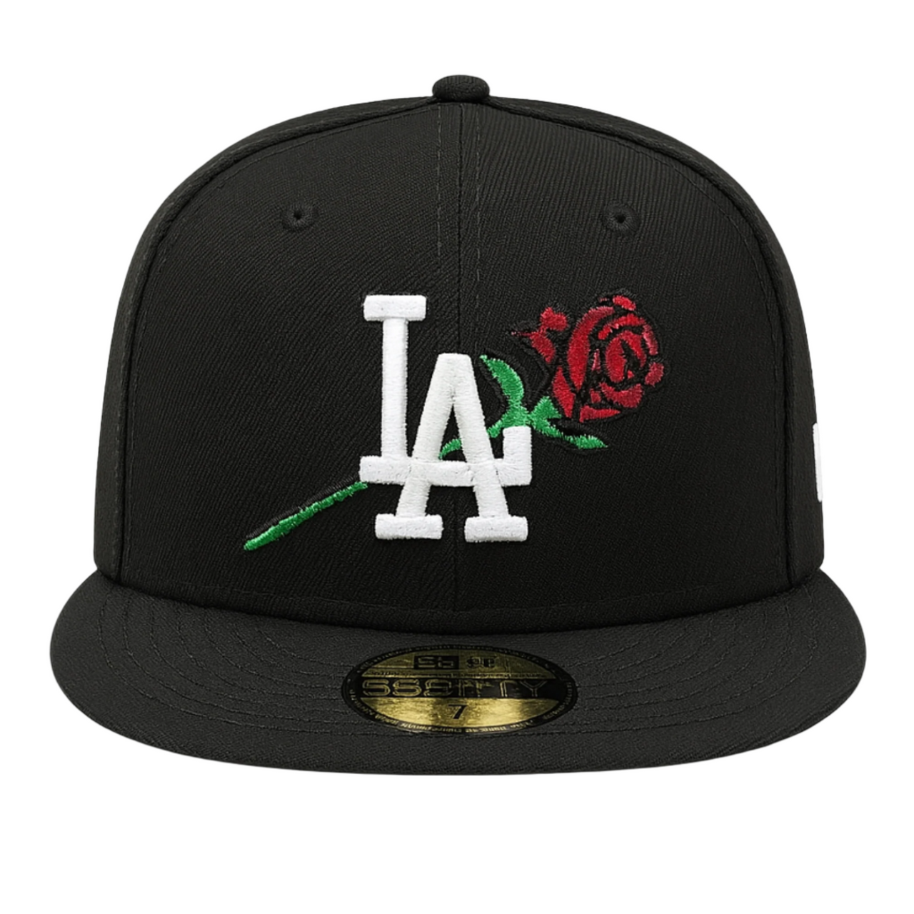 Front View of New Era Los Angeles Dodgers Black Rose Edition 59FIFTY Fitted Hat