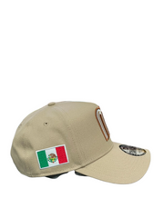 Side of New Era Mexico Khaki 9Forty A-Frame Snapback