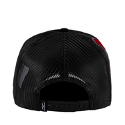 Back of JC Hat Brand Money Love Black Mesh Trucker Hat