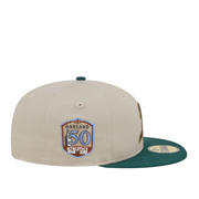 Oakland Athletics A's New Era Natural/Hunter Green Lifestyle Tree Bark Fill 59FIFTY Fitted Hat