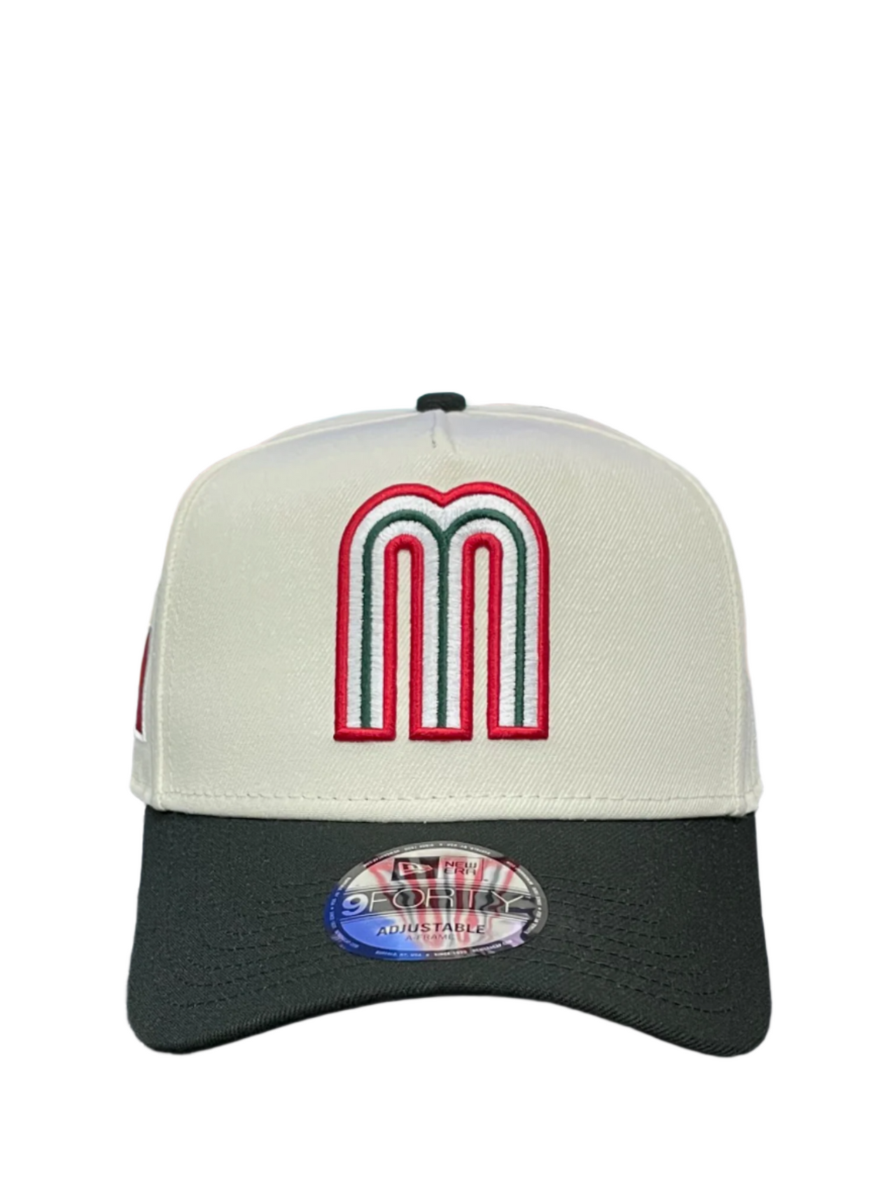 Front of New Era Mexico Chrome/Black 9Forty A-Frame Snapback