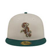 Chicago White Sox New Era Natural/Hunter Green Lifestyle Tree Bark Fill 59FIFTY Fitted Hat Front