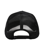 Back of Goorin Bros The Goat Black Trucker Snapback Hat