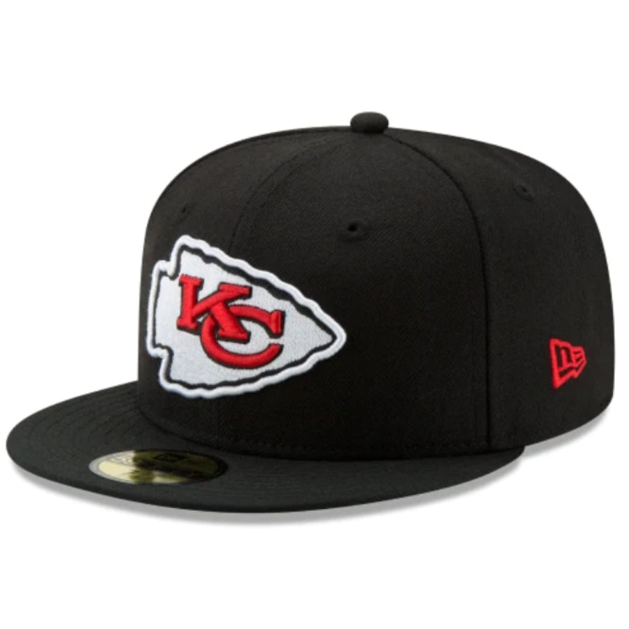 New Era Kansas City Chiefs KC Black 59FIFTY Fitted Cap front left angle view